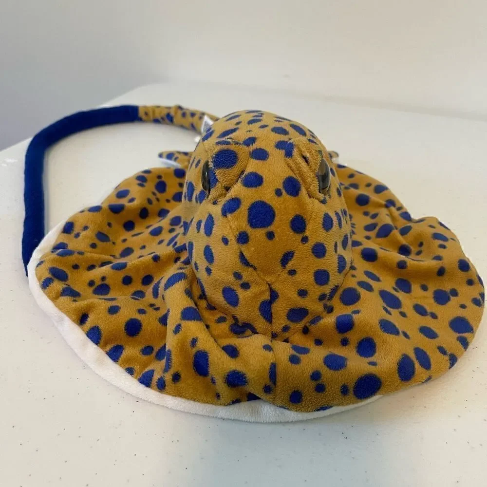 WILD REPUBLIC MANTA RAY STINGRAY Blue and Gold PLUSH STUFFED ANIMAL FISH TOY